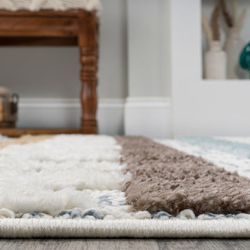 Faiza Moroccan Striped Geometric High-low Area Rug